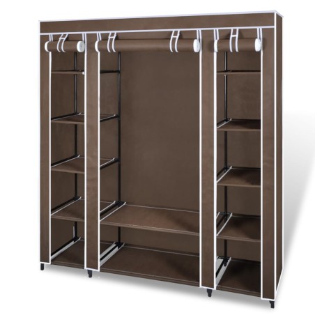 vidaXL Armario de tela compartimentos y varillas marrón 45x150x176cm   