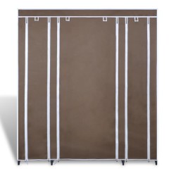 vidaXL Armario de tela compartimentos y varillas marrón 45x150x176cm   
