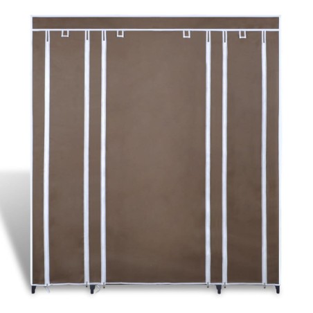 vidaXL Armario de tela compartimentos y varillas marrón 45x150x176cm   