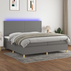 vidaXL Cama box spring colchón y luces LED tela gris claro 200x200 cm