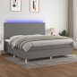 vidaXL Cama box spring colchón y luces LED tela gris claro 200x200 cm vidaXL Cama box spring colchón y luces LED tela gris claro 200x200 cm