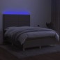vidaXL Cama box spring colchón y luces LED tela gris taupe 140x200 cm vidaXL Cama box spring colchón y luces LED tela gris taupe 140x200 cm