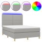 vidaXL Cama box spring colchón y luces LED tela gris claro 140x190 cm vidaXL Cama box spring colchón y luces LED tela gris claro 140x190 cm