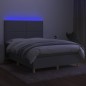 vidaXL Cama box spring colchón y luces LED tela gris claro 140x190 cm vidaXL Cama box spring colchón y luces LED tela gris claro 140x190 cm