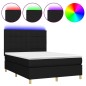 vidaXL Cama box spring colchón y luces LED tela negro 140x190 cm vidaXL Cama box spring colchón y luces LED tela negro 140x190 cm