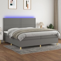vidaXL Cama box spring colchón y luces LED tela gris claro 200x200 cm