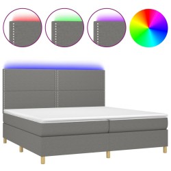 vidaXL Cama box spring colchón y luces LED tela gris claro 200x200 cm