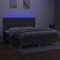 vidaXL Cama box spring colchón y luces LED tela gris claro 200x200 cm vidaXL Cama box spring colchón y luces LED tela gris claro 200x200 cm