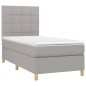 vidaXL Cama box spring colchón y luces LED tela gris claro 80x200 cm vidaXL Cama box spring colchón y luces LED tela gris claro 80x200 cm