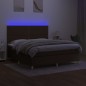 vidaXL Cama box spring colchón luces LED tela marrón oscuro 160x200cm vidaXL Cama box spring colchón luces LED tela marrón oscuro 160x200cm