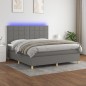 vidaXL Cama box spring colchón y luces LED tela gris oscuro 160x200 cm vidaXL Cama box spring colchón y luces LED tela gris oscuro 160x200 cm