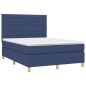 vidaXL Cama box spring colchón y luces LED tela azul 140x190 cm vidaXL Cama box spring colchón y luces LED tela azul 140x190 cm