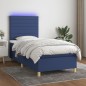 vidaXL Cama box spring colchón y luces LED tela azul 100x200 cm vidaXL Cama box spring colchón y luces LED tela azul 100x200 cm