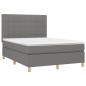 vidaXL Cama box spring colchón y luces LED tela gris oscuro 140x200 cm