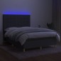 vidaXL Cama box spring colchón y luces LED tela gris oscuro 140x200 cm