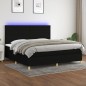 vidaXL Cama box spring colchón y luces LED tela negro 200x200 cm vidaXL Cama box spring colchón y luces LED tela negro 200x200 cm