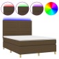 vidaXL Cama box spring colchón luces LED tela marrón oscuro 140x200cm vidaXL Cama box spring colchón luces LED tela marrón oscuro 140x200cm