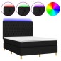 vidaXL Cama box spring colchón y luces LED tela negro 140x200 cm vidaXL Cama box spring colchón y luces LED tela negro 140x200 cm
