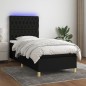 vidaXL Cama box spring colchón y luces LED tela negro 90x190 cm vidaXL Cama box spring colchón y luces LED tela negro 90x190 cm