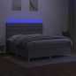 vidaXL Cama box spring colchón y luces LED tela gris claro 180x200 cm