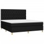 vidaXL Cama box spring colchón y luces LED tela negro 160x200 cm