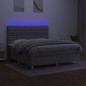 vidaXL Cama box spring colchón y luces LED tela gris claro 160x200 cm vidaXL Cama box spring colchón y luces LED tela gris claro 160x200 cm
