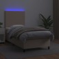 vidaXL Cama box spring colchón LED cuero sintético capuchino 80x200 cm vidaXL Cama box spring colchón LED cuero sintético capuchino 80x200 cm