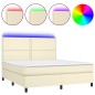 vidaXL Cama box spring colchón y LED cuero sintético crema 180x200 cm vidaXL Cama box spring colchón y LED cuero sintético crema 180x200 cm