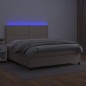 vidaXL Cama box spring colchón LED cuero sintético capuchino 140x190cm