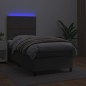 vidaXL Cama box spring y colchón LED cuero sintético gris 90x190 cm
