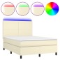 vidaXL Cama box spring colchón y LED cuero sintético crema 140x200 cm vidaXL Cama box spring colchón y LED cuero sintético crema 140x200 cm