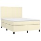 vidaXL Cama box spring colchón y LED cuero sintético crema 140x200 cm vidaXL Cama box spring colchón y LED cuero sintético crema 140x200 cm