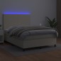 vidaXL Cama box spring colchón y LED cuero sintético crema 140x200 cm vidaXL Cama box spring colchón y LED cuero sintético crema 140x200 cm