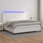 vidaXL Cama box spring colchón y LED cuero sintético blanco 200x200 cm vidaXL Cama box spring colchón y LED cuero sintético blanco 200x200 cm