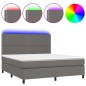 vidaXL Cama box spring colchón y LED cuero sintético gris 180x200 cm vidaXL Cama box spring colchón y LED cuero sintético gris 180x200 cm