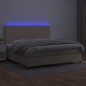 vidaXL Cama box spring colchón LED cuero sintético capuchino 200x200cm vidaXL Cama box spring colchón LED cuero sintético capuchino 200x200cm
