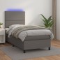 vidaXL Cama box spring colchón y LED cuero sintético gris 100x200 cm vidaXL Cama box spring colchón y LED cuero sintético gris 100x200 cm
