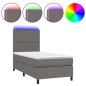 vidaXL Cama box spring colchón y LED cuero sintético gris 100x200 cm vidaXL Cama box spring colchón y LED cuero sintético gris 100x200 cm