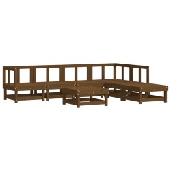vidaXL Juego de muebles jardín 7 pzas madera maciza pino marrón miel