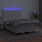 vidaXL Cama box spring colchón y LED cuero sintético blanco 140x200 cm