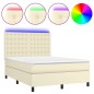 vidaXL Cama box spring colchón y LED cuero sintético crema 140x190 cm vidaXL Cama box spring colchón y LED cuero sintético crema 140x190 cm