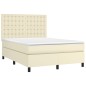 vidaXL Cama box spring colchón y LED cuero sintético crema 140x190 cm vidaXL Cama box spring colchón y LED cuero sintético crema 140x190 cm