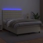vidaXL Cama box spring colchón y LED cuero sintético crema 140x190 cm vidaXL Cama box spring colchón y LED cuero sintético crema 140x190 cm
