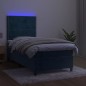 vidaXL Cama box spring colchón y LED terciopelo azul oscuro 90x190 cm vidaXL Cama box spring colchón y LED terciopelo azul oscuro 90x190 cm
