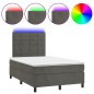 vidaXL Cama box spring colchón y LED terciopelo gris oscuro 120x200 cm