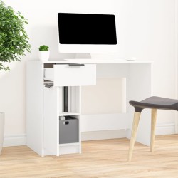 vidaXL Escritorio de madera contrachapada blanco 100x50x75 cm