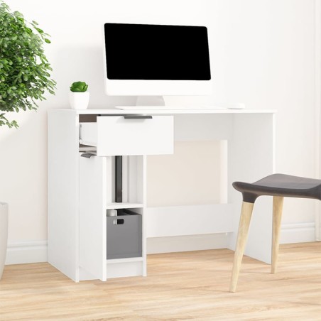 vidaXL Escritorio de madera contrachapada blanco 100x50x75 cm