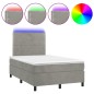 vidaXL Cama box spring colchón y LED terciopelo gris claro 120x200 cm vidaXL Cama box spring colchón y LED terciopelo gris claro 120x200 cm