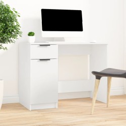 vidaXL Escritorio de madera contrachapada blanco 100x50x75 cm