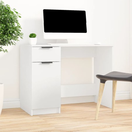 vidaXL Escritorio de madera contrachapada blanco 100x50x75 cm